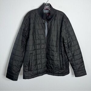 UNTUCKIT Quilted Puffer Jacket Men’s XL Black Broken Zipper Lightweight Marston